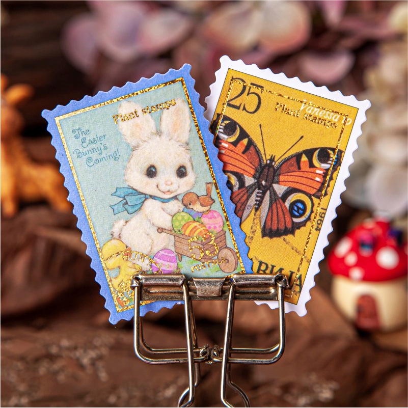 Sticker vintage trang trí sổ bullet journal scrapbook nhật kí album hình con tem HD139-K57.