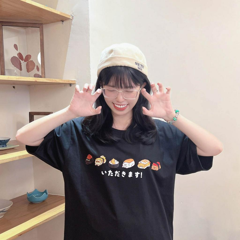 Áo Thun Sushi Meow Nam Nữ Unisex Form Rộng Oversized