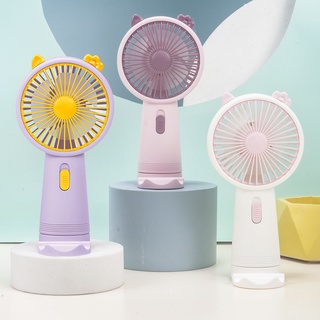 Quạt Mini Cầm Tay, Quạt Cầm Tay Mini Có Đế Để Bàn , 3 Chế Độ Gió, Nhỏ Gọn, Tiện Lợi, Pin 2 - 4 Tiếng