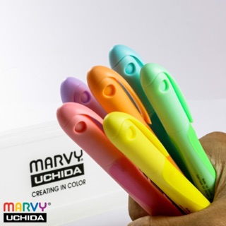 MARVY - Bút light sáng/ Bút Dạ Quang Marvy gồm 6 màu mực Pastel - bán lẻ và bán bộ ♥ Bút Highlight thân cao - thân thấp