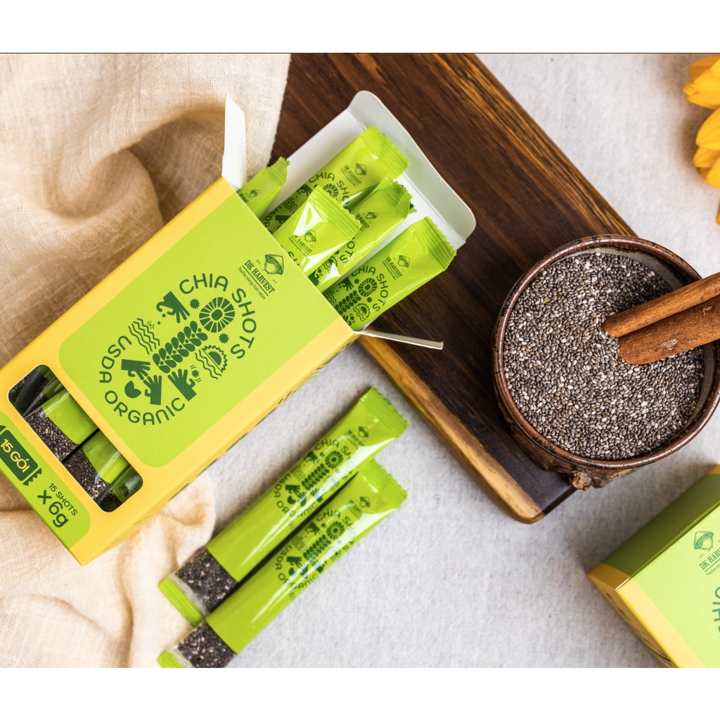 Ảnh COMBO 5 Shot Hạt chia Organic DK Harvest nhập khẩu chính hãng - 6g/1shot - Ăn Giảm Cân - Eatclean - Tốt cho sức khoẻ 1