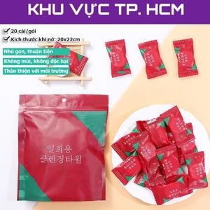 Túi 20 khăn giấy nén Hàn Quốc, dạng viên kẹo dùng 1 lần