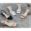 Giày sandal nữ 3 phân, dép quai ngang mũi vuông phối quai hậu mảnh chất liệu xi mờ kiểu dáng học sinh _SD02SD