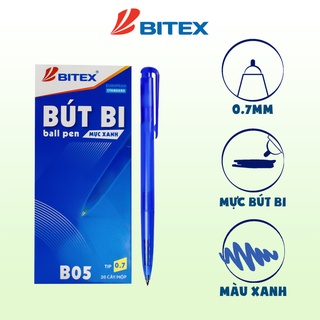 Bút Bi Bitex B05 mực xanh, mực đỏ, mực đen (0.7mm) (1 cây)