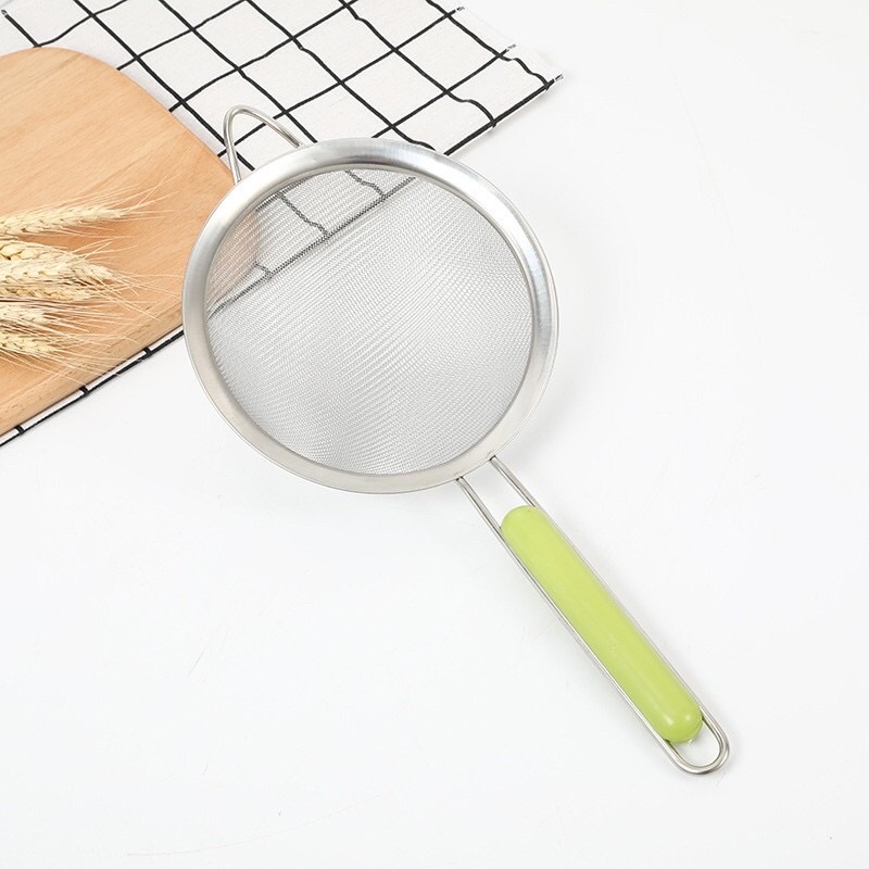 Rây lọc thực phẩm viền Inox cán xanh cao cấp ( lọc cua cá bột cháo, nước ép, thức ăn dặm cho bé )