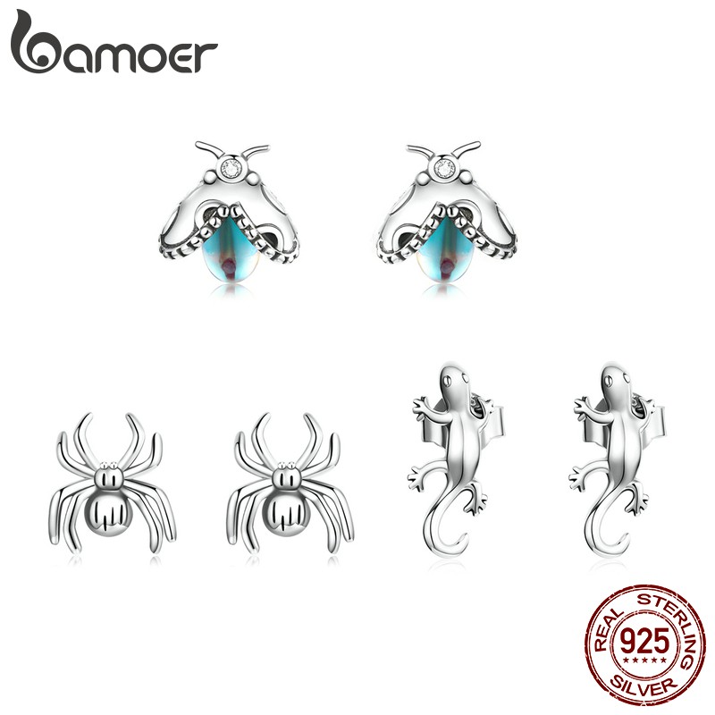 Bông tai Bamoer Sce1290 bạc 925 kiểu côn trùng độc đáo thời trang