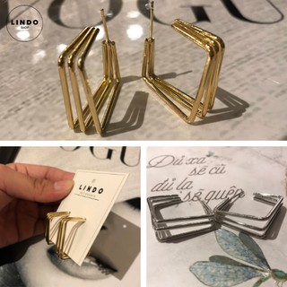 Khuyên tai hợp kim hình vuông sang trọng LINDO