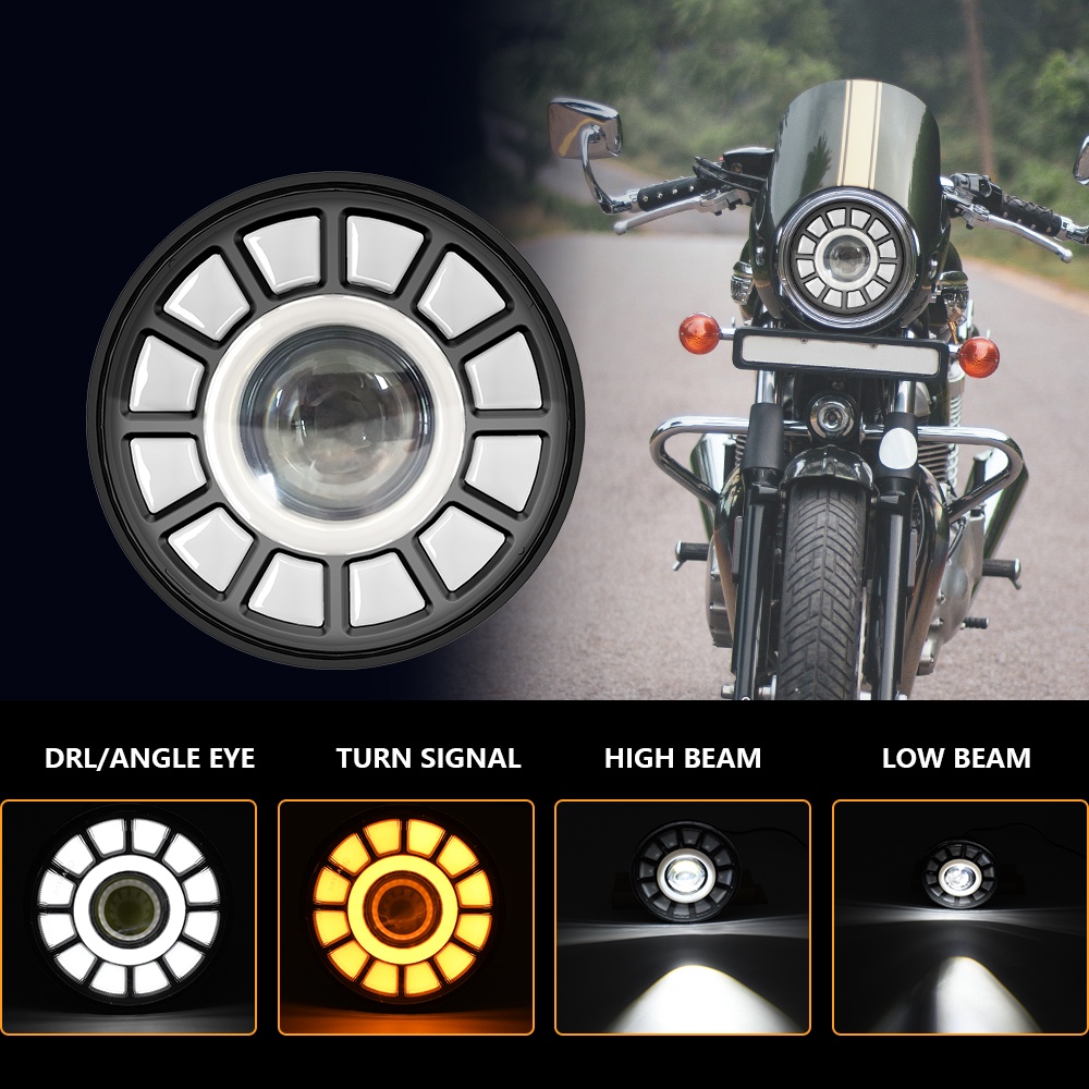 RIDROID 5.75" LED Headlight For Harley Sportster XL 1200 / 883 – H4 Black Housing, DOT Certified, 6000K