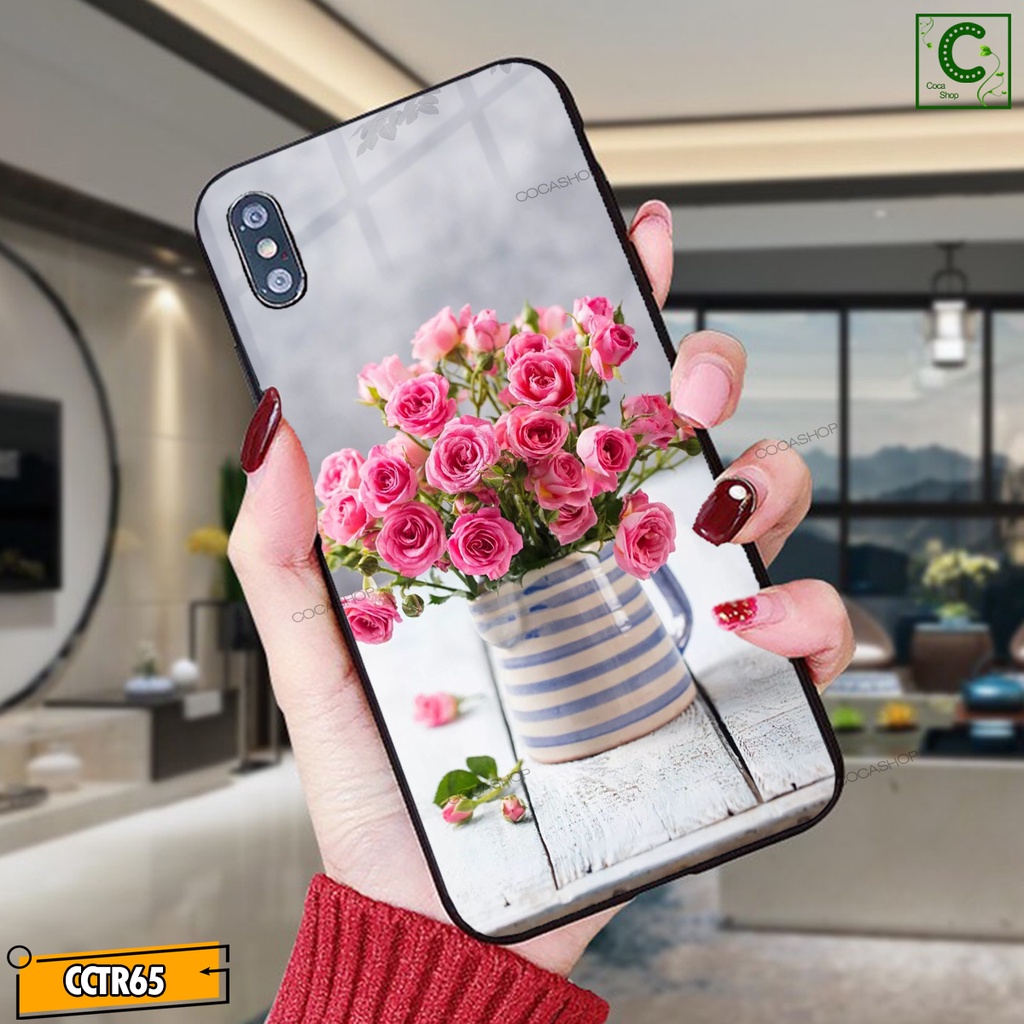 Ốp iPhone Mặt Kính Nano Dẻo - Hoa Hồng Nhẹ Nhàng Dịu Dàng