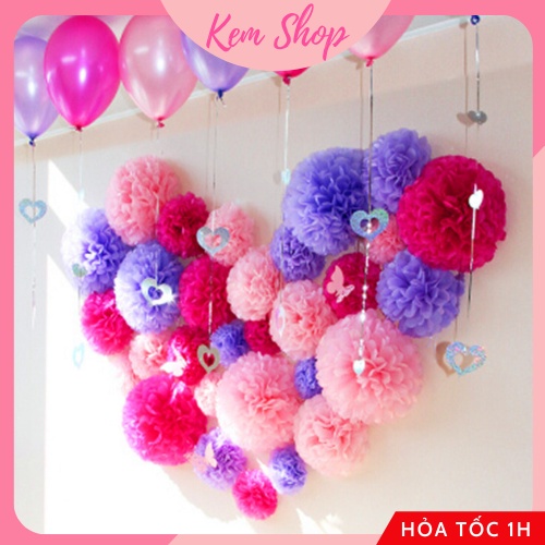 Hoa giấy trang trí đủ màu sắc, quả cầu hoa giấy trang trí sinh nhật, đám cưới, lễ hội lễ tết - K297