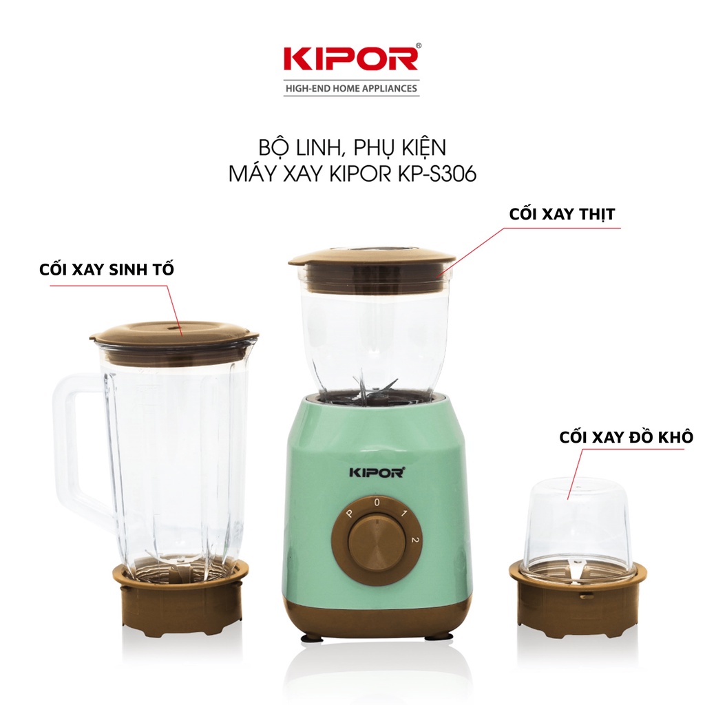 Ảnh Máy xay sinh tố KIPOR KP-S306 - Tặng kèm 3 cối 0,2L, 0,5L, 1,5L - Tự ngắt chống quá tải - Bảo hành tại nhà 12 tháng 3