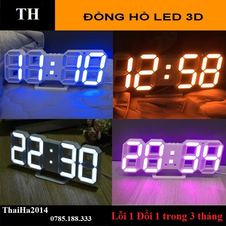 đồng hồ led 3d treo tường đa năng có cổng sạc usb và pin 24 / 12 ...