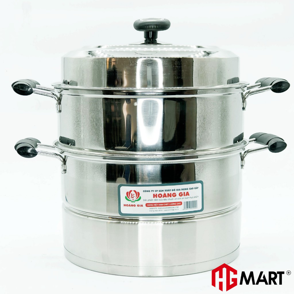 Ảnh Nồi Hấp Inox 2 tầng 2 đáy từ nắp kính thương hiệu HG Mart 4