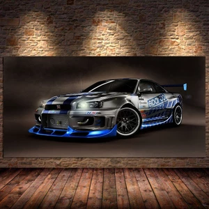 Skyline GTR R34 Xe Thể Thao Áp Phích Vải Trang Trí In Tranh Nghệ Thuật Treo Tường Trang Trí Nhà Cho Phòng Khách Hình Ảnh Trang Trí