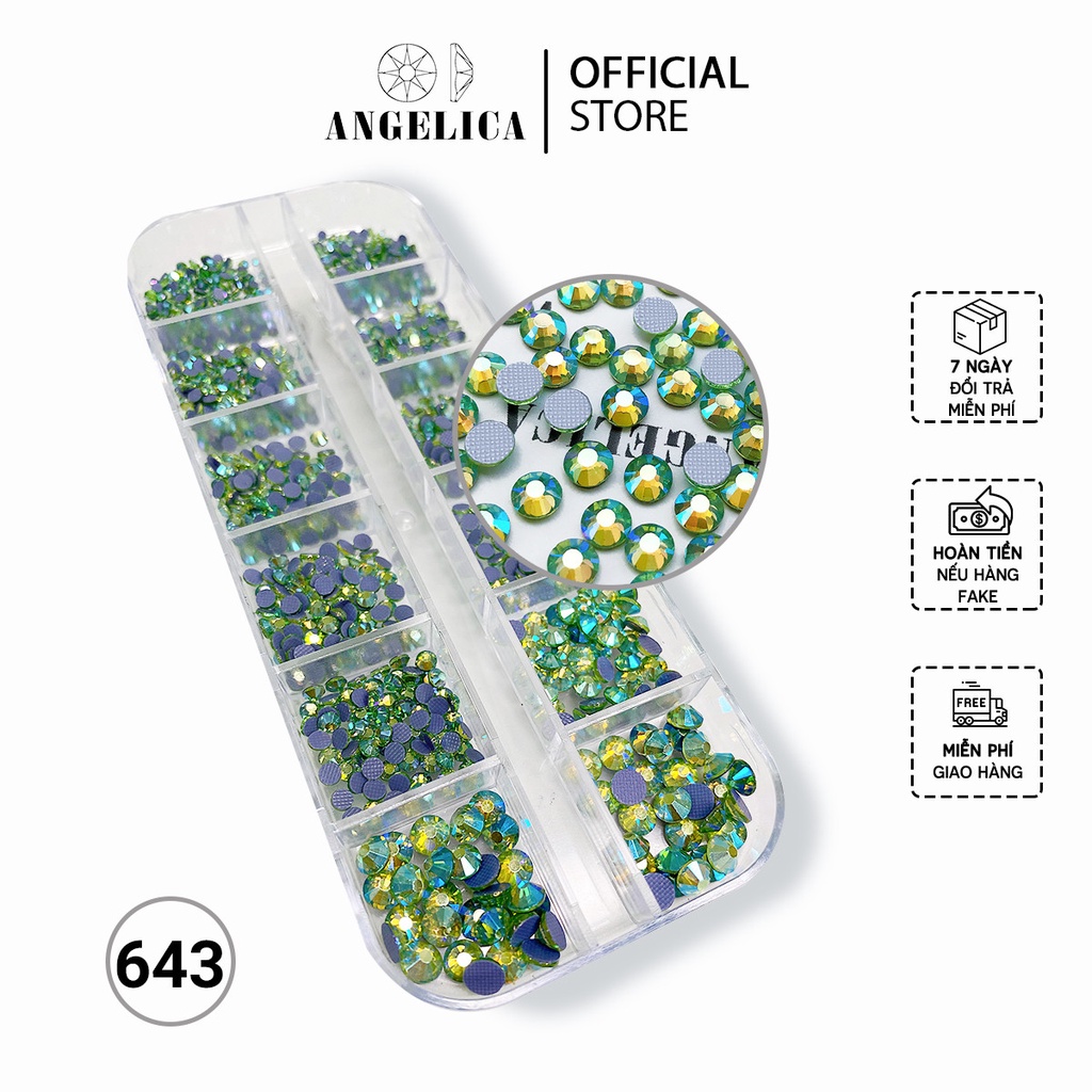 Đá Chân Lưới Nail 12 Khía Peridot Ab Xanh Lá Đính Móng ANGELICA 643