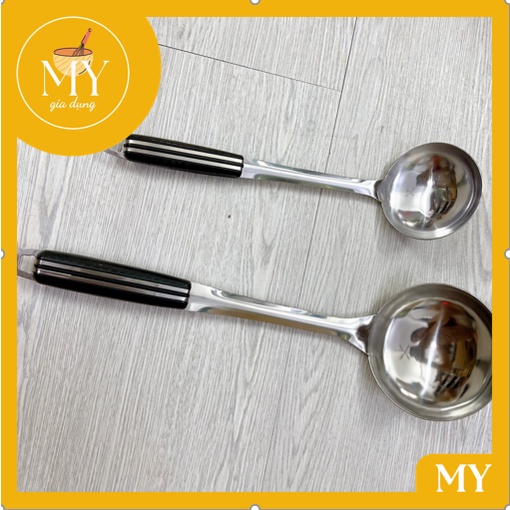 Vá môi múc canh inox Cao Cấp cán đen cách nhiệt tiện lợi có lổ móc treo