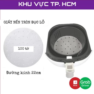 Set 100 tờ giấy nến tròn đục lỗ dùng cho nồi hấp, nồi chiên không dầu