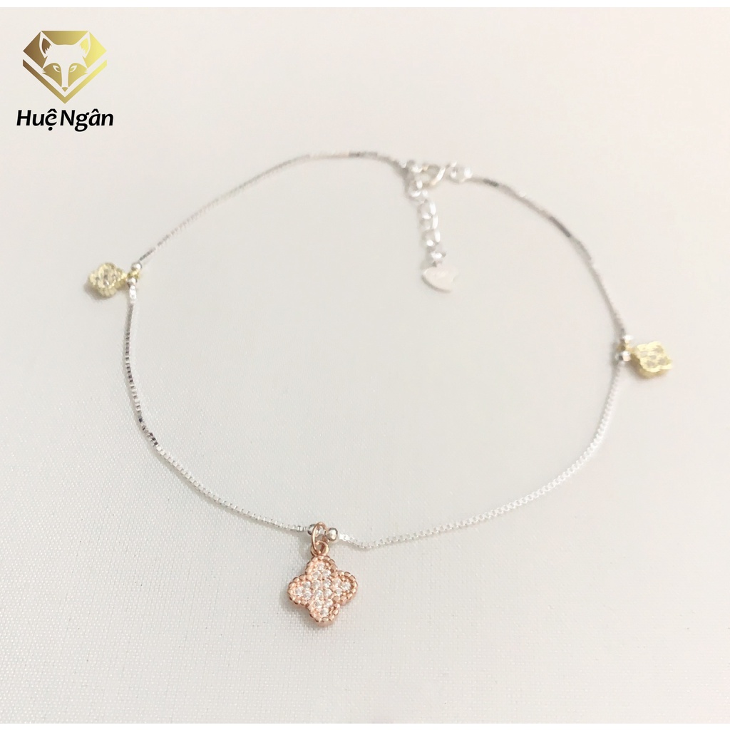 Ảnh Lắc chân bạc Ý 925 Huệ Ngân - Cỏ bốn lá may mắn RYBJ50079 1