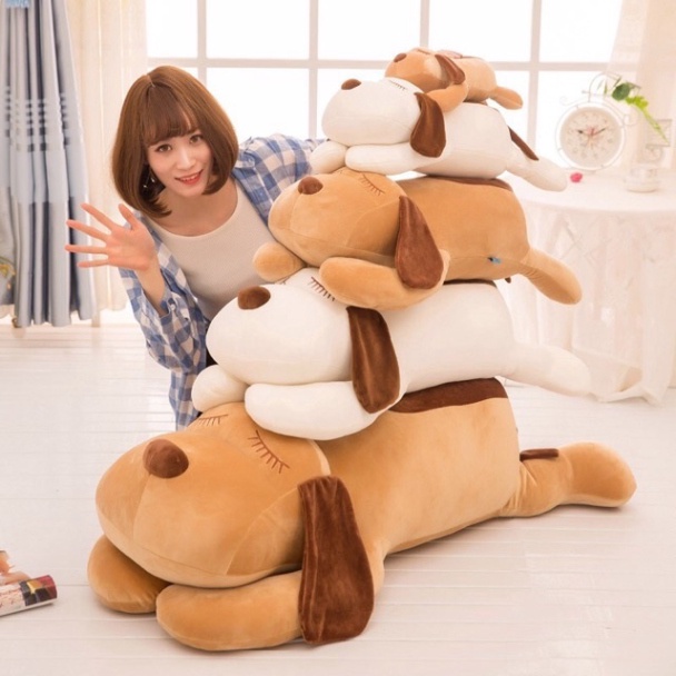 Gấu Bông, Gối Ôm Gấu Ôm Chó Nằm Tai Dài Size 1M2 Hàng Bông Gòn Đẹp Babi Mama G42