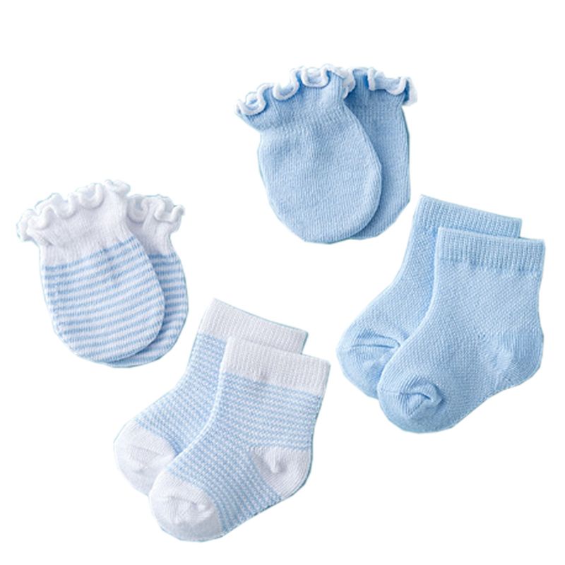 Yoo Sơ Sinh Mitten Tất Bộ 4 Cặp 0-6 Tháng Tuổi Bé Màu Xanh Dương Để Lựa Chọn