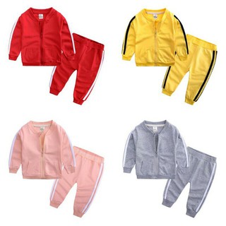 Set quần áo viền sọc có khóa cho bé [Hàng mới về]