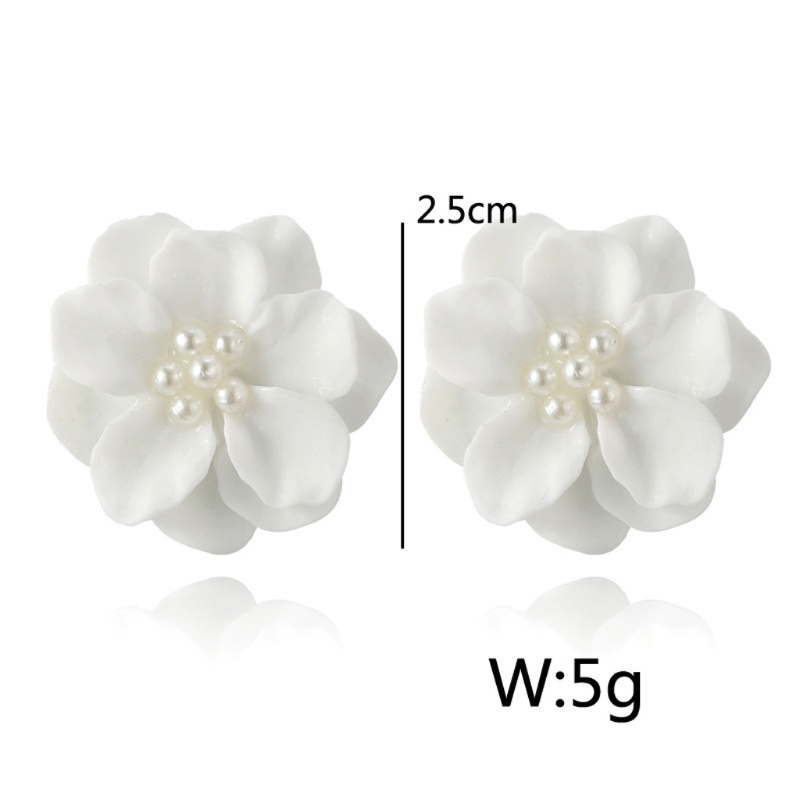 Dasbsug Hoa Camellia Cánh Hoa Bông Tai Đơn Giản Bông Tai Trắng Cho Đám Cưới Sinh Nhật