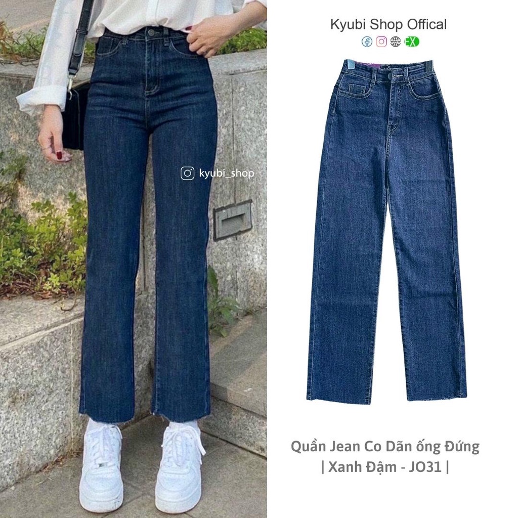 Quần jeans ống đứng co giãn Kyubi (có bigsize) - quần bò nữ form đứng co dãn phong cách Ulzzang