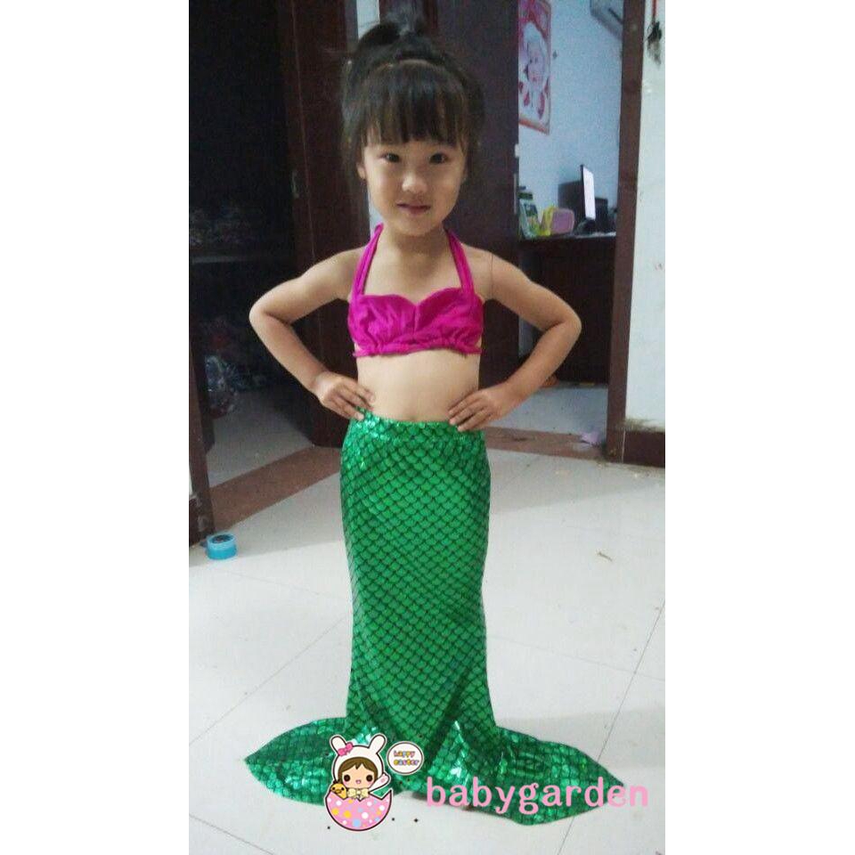 Đồ bơi 2 mảnh kèm đuôi giả hóa trang tiên cá dễ thương cho bé gái