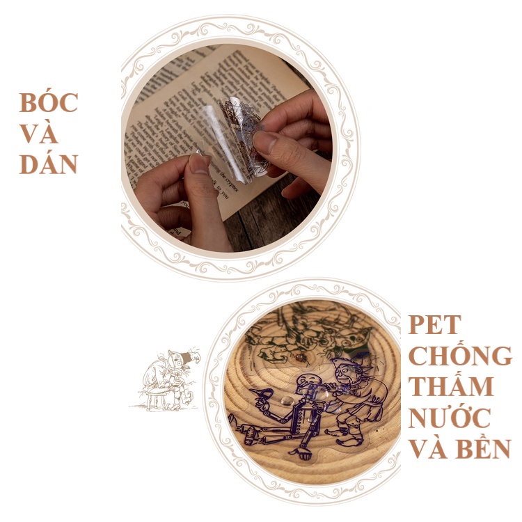Sticker vintage retro set 30 nhãn dán độc đáo trang trí sổ tay DIY Crafts, Scrapbook, Journal, Diary, Planner HD176-K58.