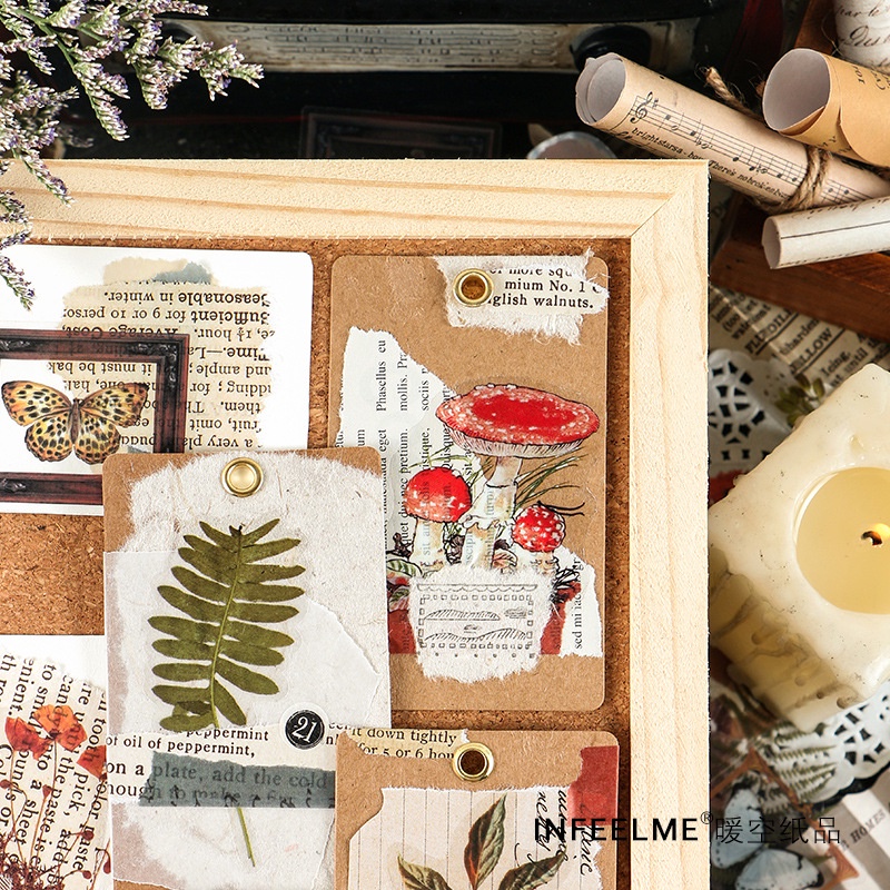 Sticker trong suốt chống thấm nước họa tiết vintage set 40 miếng dán HD127 - K62