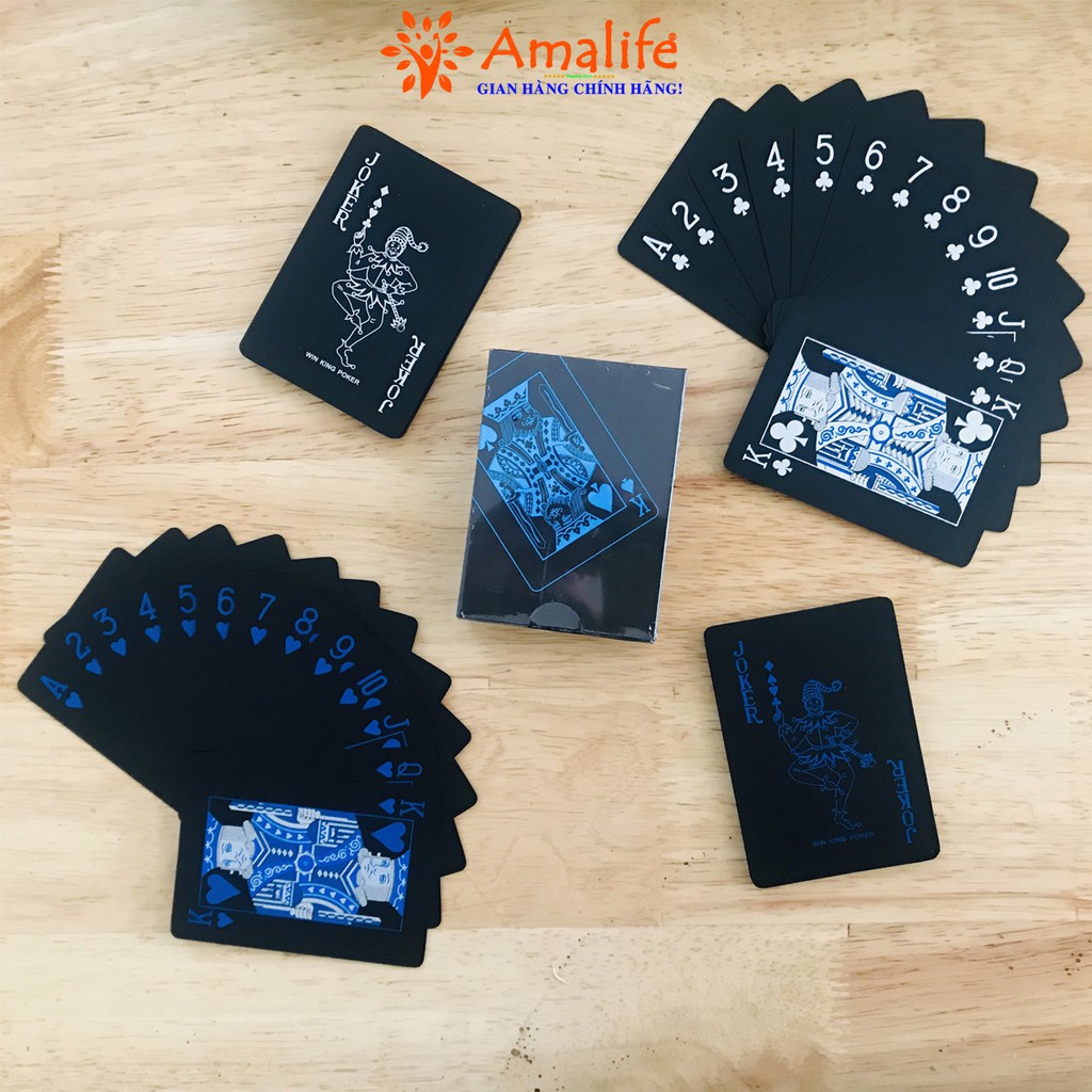 Ảnh Bài Tây Poker Nền Đen Cao Cấp Chọn Màu Bằng Nhựa PVC Chống Thấm Nước Chính Hãng Amalife 4
