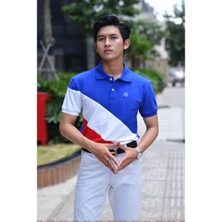 Áo thun Polo Havias Xanh Navy phối Trắng vải Cotton 100% dày dặn