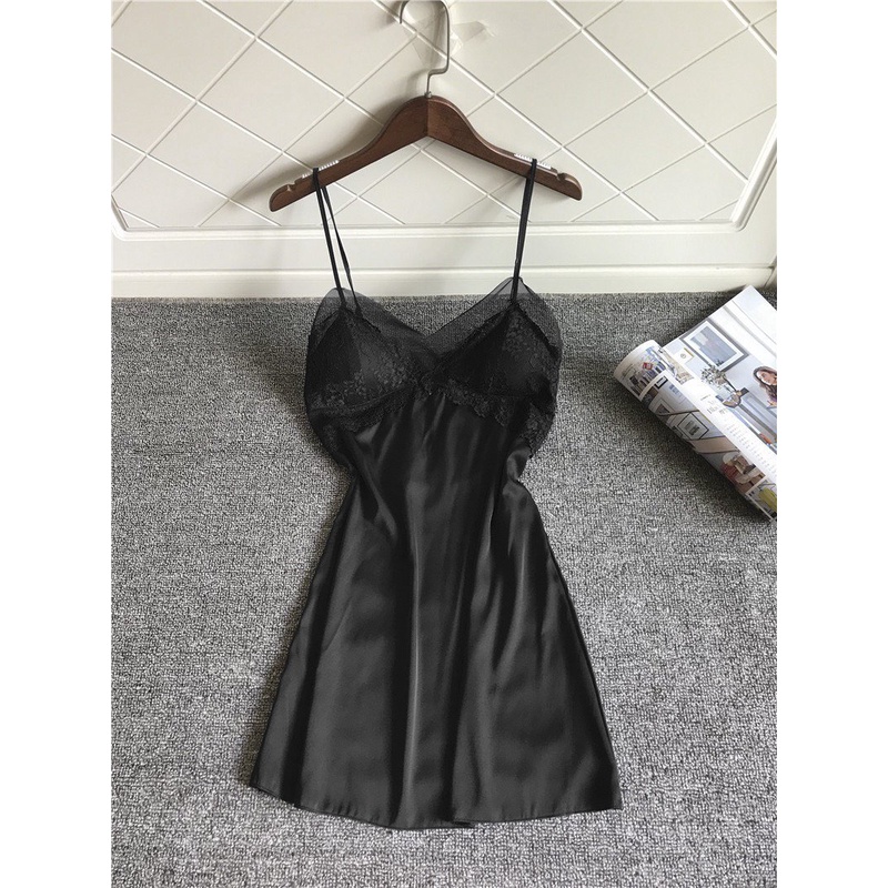 Ảnh Váy Ngủ Hai Dây Lụa Satin Phối Ren Hisexy MD95 3