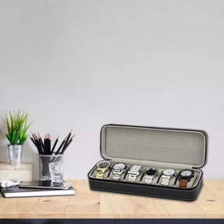Hộp đựng đồng hồ 6 rãnh có khóa kéo tiện dụng mang theo du lịch