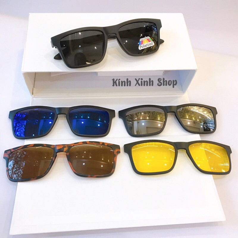 Kính cận râm màu Mắt vuông to nhiều tròng đa năng | Shopee Việt Nam