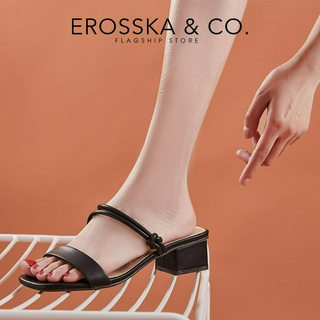 Erosska - Guốc cao gót nữ phối dây kiểu dáng đơn giản màu xanh cao 3cm - EB064