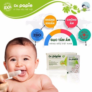 Gạc Rơ Lưỡi Dr.Papie Tiêu Chuẩn 5 SAO, Làm Sạch Răng, Lưỡi, Nướu và Khoang Miệng Cho Bé - 30Gói/Hộp