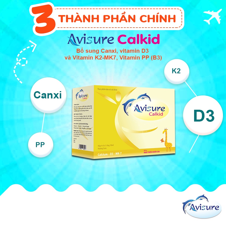 Ảnh Canxi cho bé Avisure Calkid bổ sung canxi hữu cơ và D3 giúp trẻ cao lớn vượt trội 30 ống 2