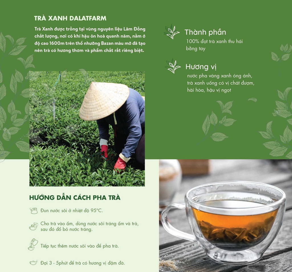 Mô tả Trà Xanh Cầu Đất Dalat Farm - Hộp 110Gr - 4