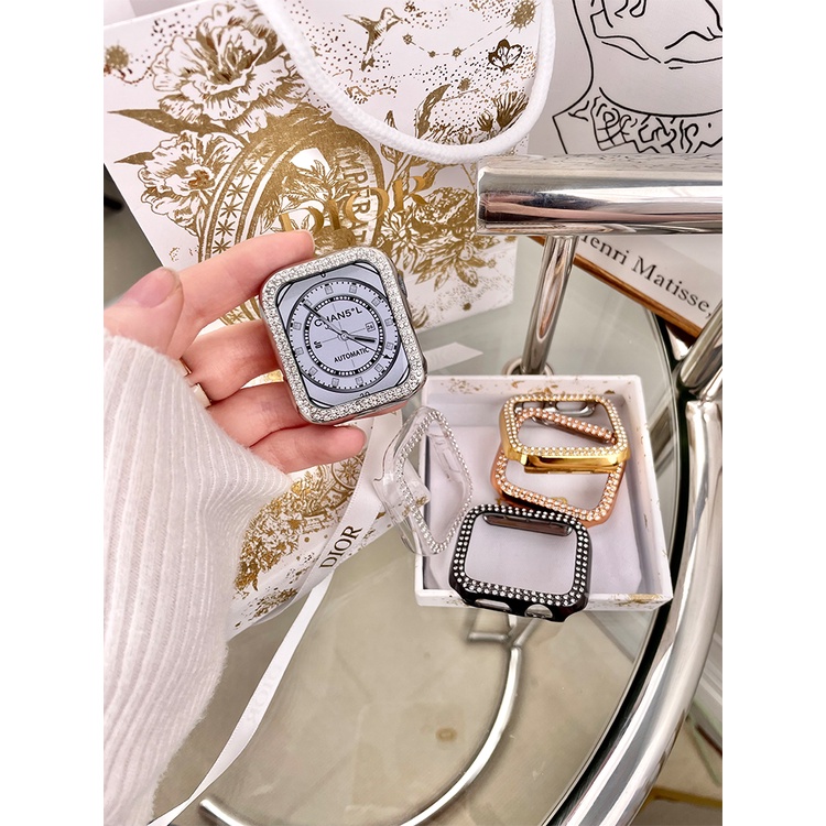 Ốp bảo vệ chống va chạm chống va chạm hai hàng kim cương hai hàng dành cho Apple Watch S11 S10 SE3 S9 S8 S6 S5 S4 45mm 41mm 46mm 42mm Vỏ Iwatch