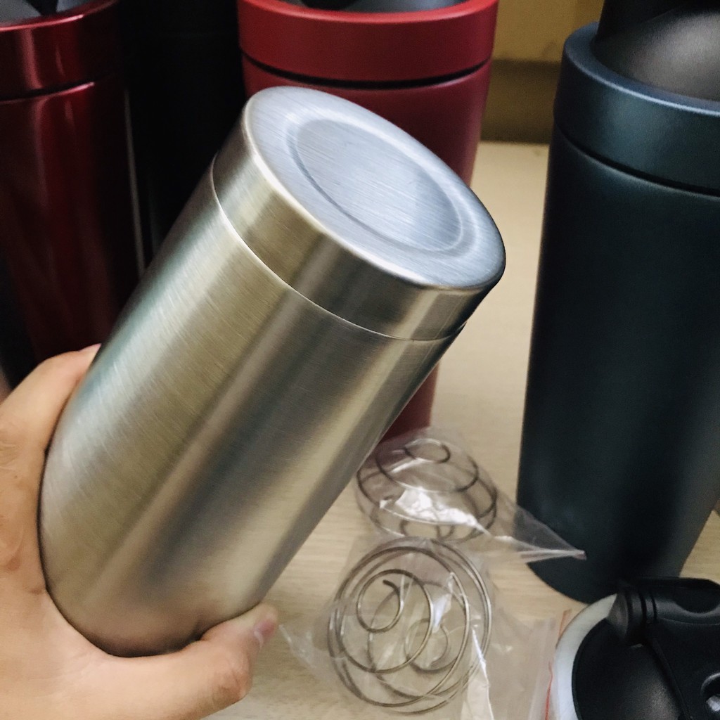 Ảnh Bình Lắc Tập Gym Giữ Nhiệt Shaker Inox – 800ml – Chọn Màu Bình Đựng Nước Chính Hãng Amalife – Kèm Bóng Lò Xo Lắc 3