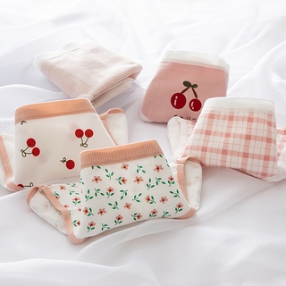 Quần Lót Cotton Mềm Mại Thoáng Khí In Họa Tiết Hoa Và Cherry Đáng Yêu Dành Cho Bé Gái