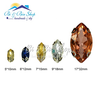20 Viên Đá Đế Lá Me 6x12mm Hạt Pha Lê Đính kết Trang Phục, Làm Phụ Kiện Thời Trang