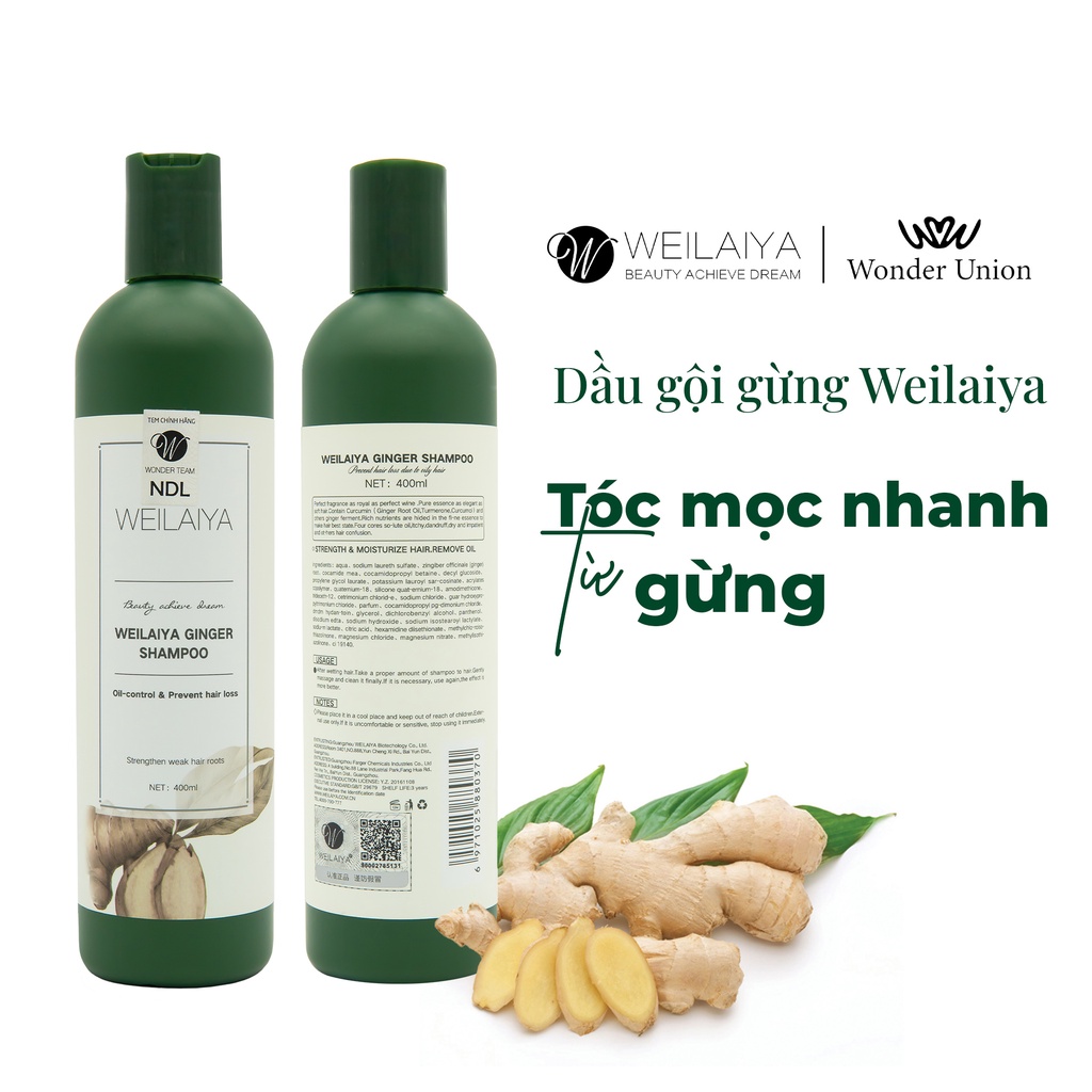 Ảnh Dầu gội gừng trắng ngăn rụng và kích mọc tóc Weilaiya Ginger Shampoo 400ml 2