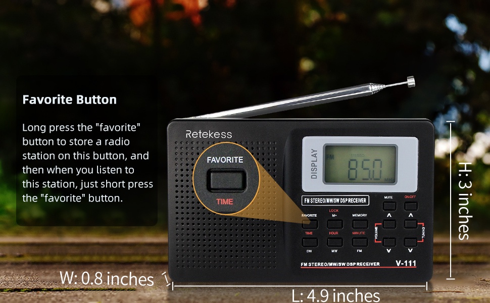 Mô tả Radio Retekess V111 Hỗ Trợ Pin AM FM / AA Kèm Tai Nghe Tiện Lợi - 5