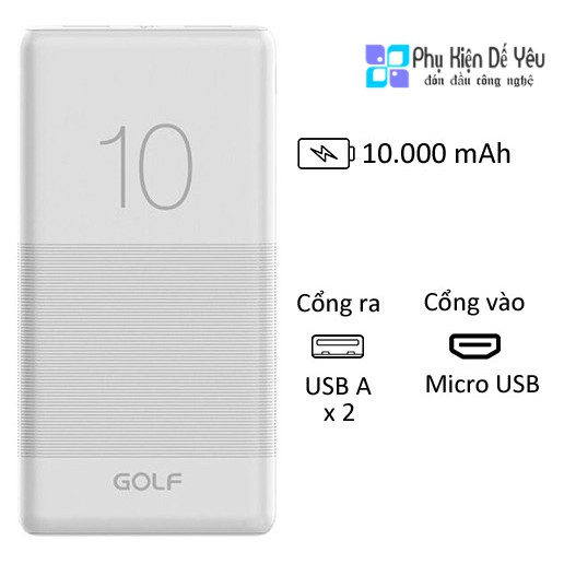 Pin sạc dự phòng Golf G80 10000mAh Candy Power Bank [PHÂN PHỐI CHÍNH