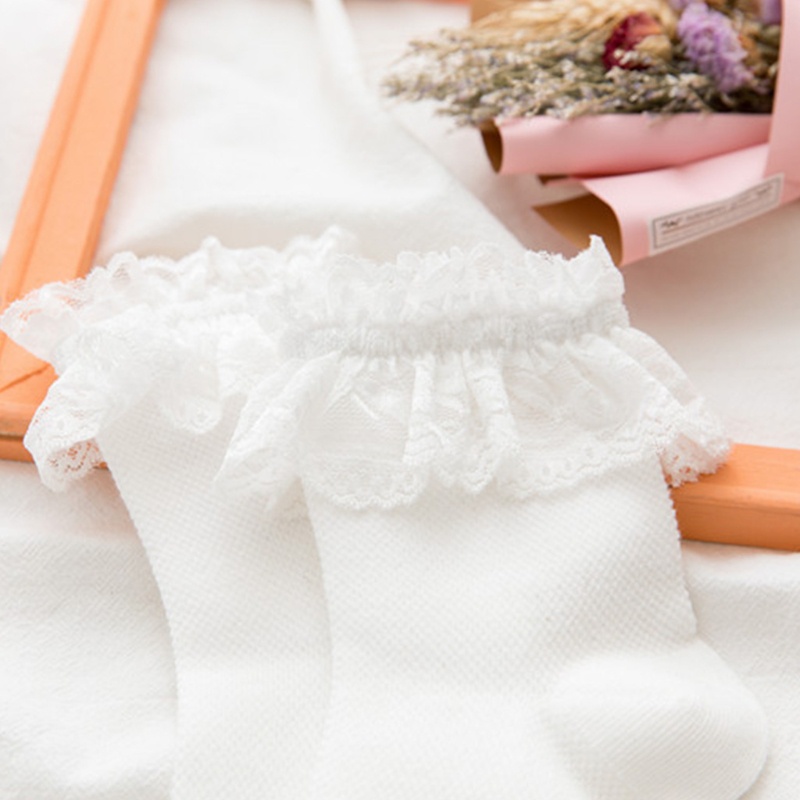 Tất ngắn nữ bé gái ren ruffles ngọt ngào phong cách gothic, thoáng khí, Made in Japan