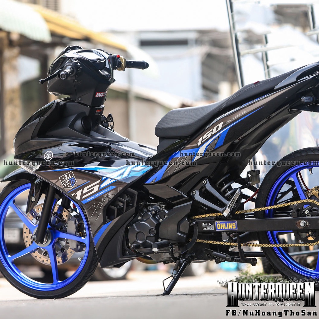 Tem rời in UV cao cấp. Dán xe Exciter 150 màu đen. Phối màu xanh GP. Không bay màu bong tróc, kcish thước chuẩn