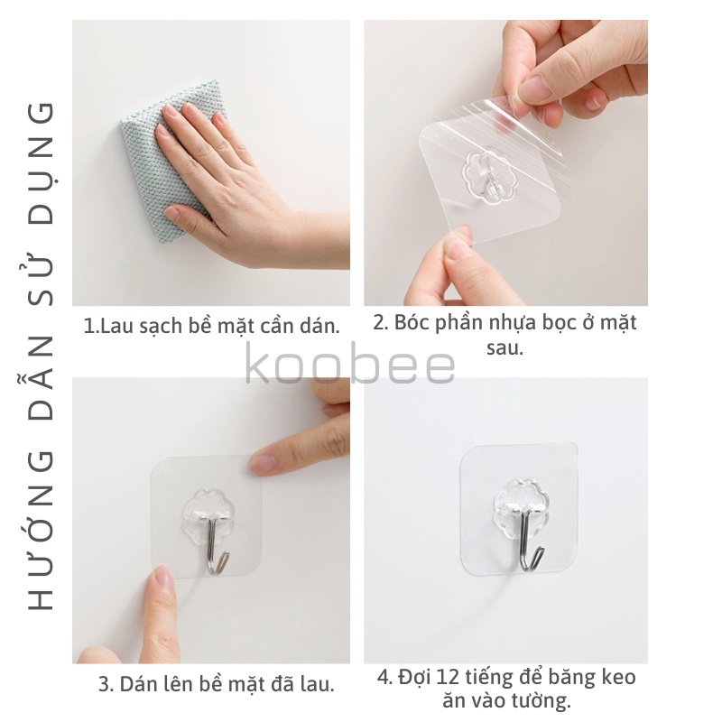 Combo 10 Móc Dán Tường Đa Năng Chịu Lực Chống Ẩm - Móc Treo Đồ Dán Tường KooBee (DC05)