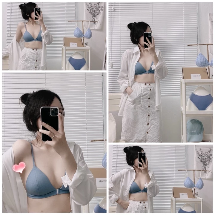 Áo lót bralette cài trước chất vải sợi tự nhiên thoáng mát - Simple Bra - Hàng Handmade - The Heidi
